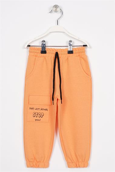 Dont Left Nothıng Stop You Yazı Baskılı Oranj Renk Erkek Çocuk Esofman Tek Alt