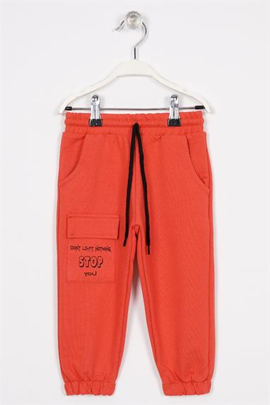 Dont Left Nothıng Stop You Yazı Baskılı Kiremit Renk Erkek Çocuk Esofman Tek Alt