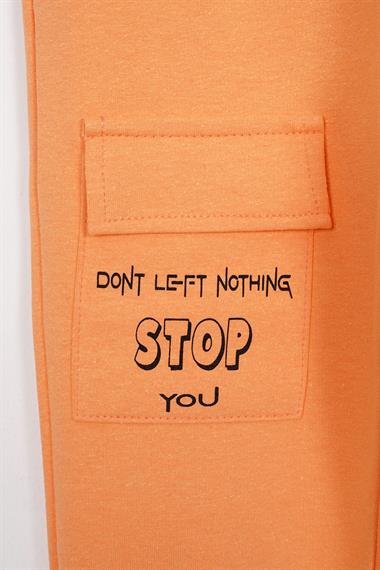 Dont Left Nothıng Stop You Yazı Baskılı Oranj Renk Erkek Çocuk Esofman Tek Alt