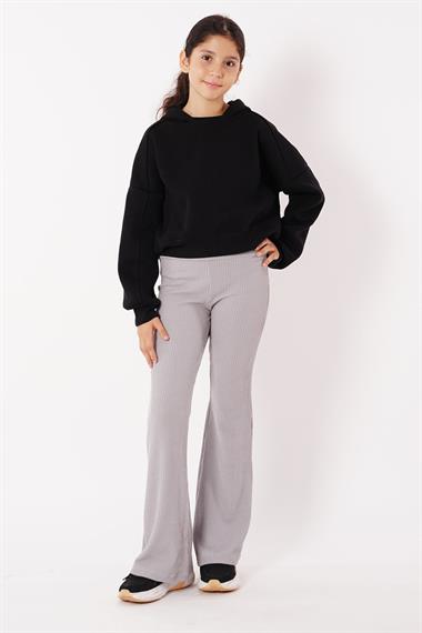 Fitilli Ispanyol Paça Gri Renk Kız Çocuk Tayt