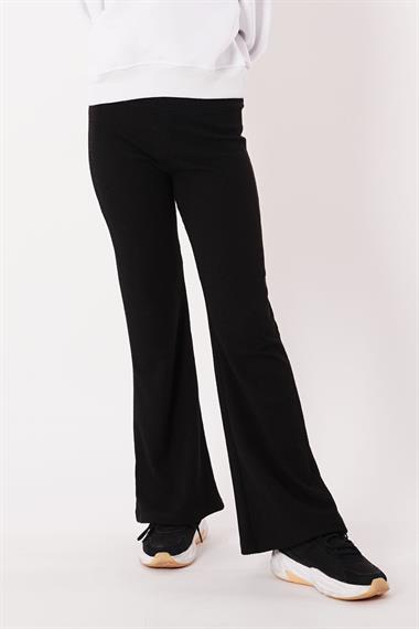 Fitilli Ispanyol Paça Siyah Renk Kız Çocuk Tayt