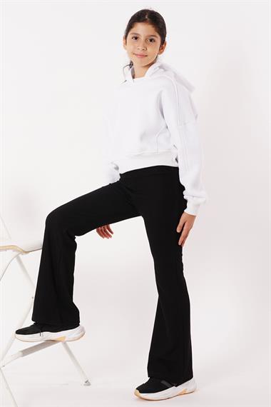 Fitilli Ispanyol Paça Siyah Renk Kız Çocuk Tayt