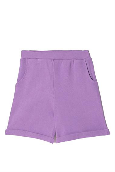 Fitilli Koyu Lila Renk Kız Çocuk Şort