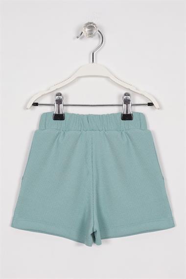 Fitilli Cepli Çağla Yeşili Renk Kız Çocuk Şort