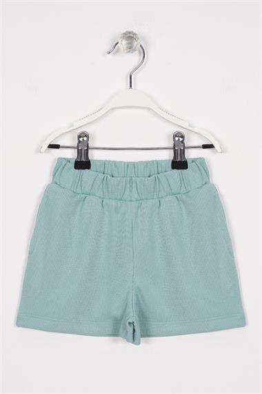 Fitilli Cepli Çağla Yeşili Renk Kız Çocuk Şort