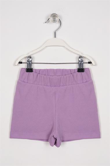 Fitilli Cepli Lila Renk Kız Çocuk Şort
