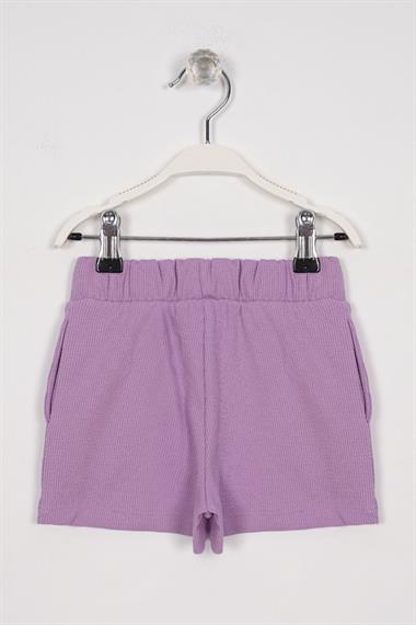 Fitilli Cepli Lila Renk Kız Çocuk Şort