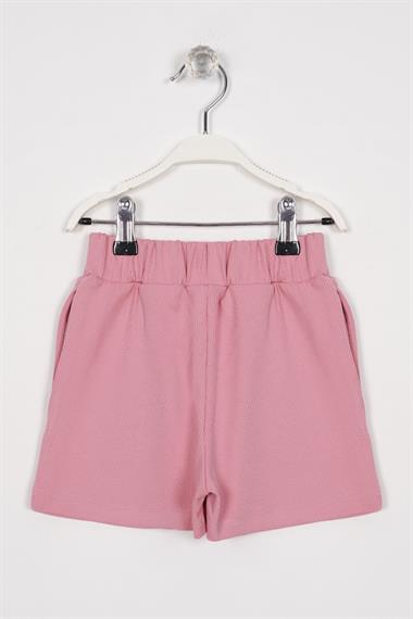 Fitilli Cepli Pembe Renk Kız Çocuk Şort