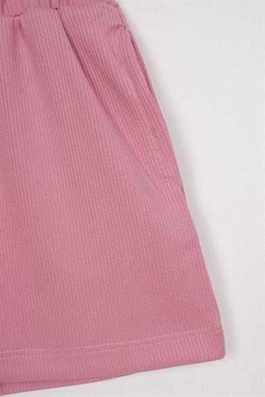 Fitilli Cepli Pembe Renk Kız Çocuk Şort