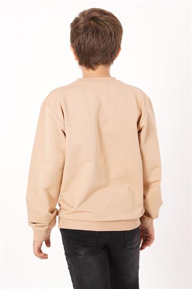 Gaming Baskılı Camel Renk Erkek Çocuk Sweatshirt