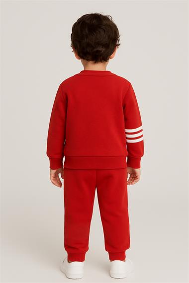 Garnili Şerit Detaylı Kiremit Renk Erkek Çocuk Eşofman Takımı