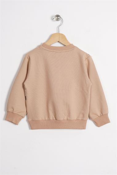 Hayvan Figürlü Vizon Renk Erkek Çocuk Sweatshirt