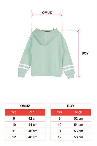 Kapüşonlu Uzun Kol Çağla Yeşil Renk Kız Çocuk Sweatshirt
