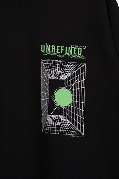Ön Arka Dijital Baskı Detaylı Siyah Renk Erkek Çocuk Sweatshirt