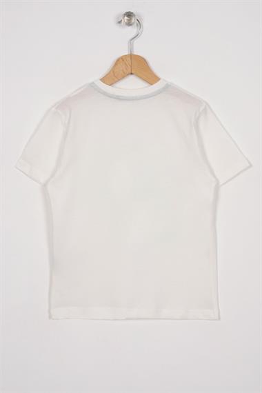 Oyun Konsolu Baskılı Oversize Ekru Renk Erkek Çocuk Tshirt