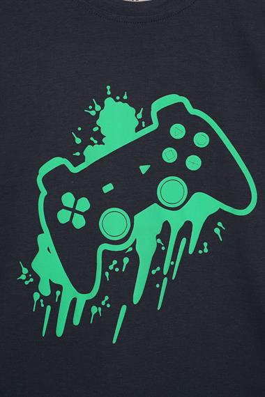 Oyun Konsolu Baskılı Oversize Füme Renk Erkek Çocuk Tshirt