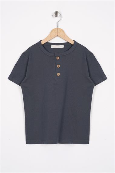 Patlı Düğmeli 2Li Ekru Füme Renk Erkek Çocuk Tshirt