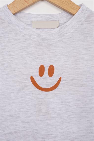 Smile Baskılı Arkası Yazı Baskılı  Karmelanj Renk Erkek Çocuk Kaprili Takım