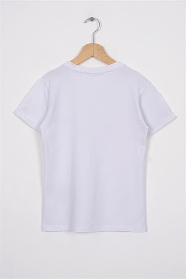 Smile Baskılı Beyaz Renk Kız Çocuk Tshirt