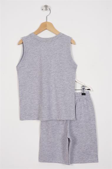 Sport Wear Armalı Gri Renk Erkek Çocuk Kaprili Takım