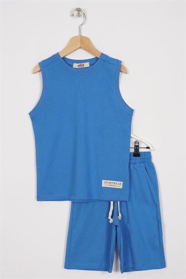 Sport Wear Armalı İndigo Renk Erkek Çocuk Kaprili Takım