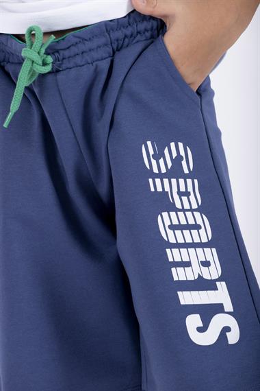 Sports Baskılı Indigo Renk Erkek Çocuk Kapri