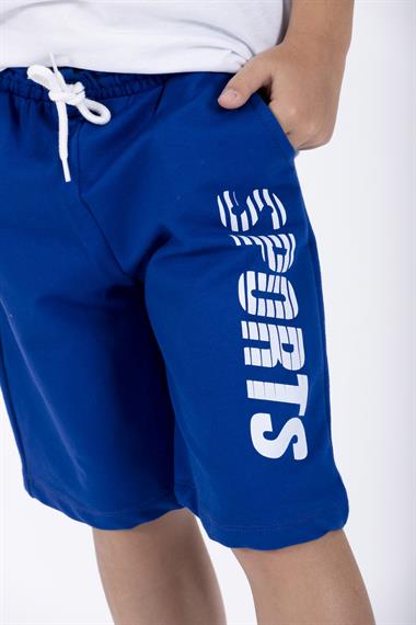 Sports Baskılı Saks Renk Erkek Çocuk Kapri