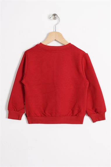 Tembel Hayvan Figürlü Kırmızı Renk Erkek Çocuk Sweatshırt
