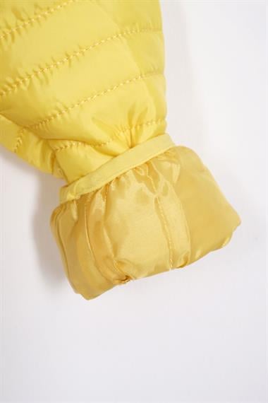 Kapüşonlu Dar Kalıp Uzun Kol Açık Sarı Renk Mont