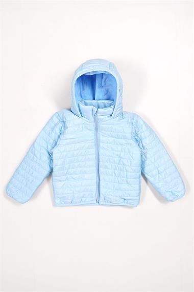 Kapüşonlu Dar Kalıp Uzun Kol Mavi Renk Mont