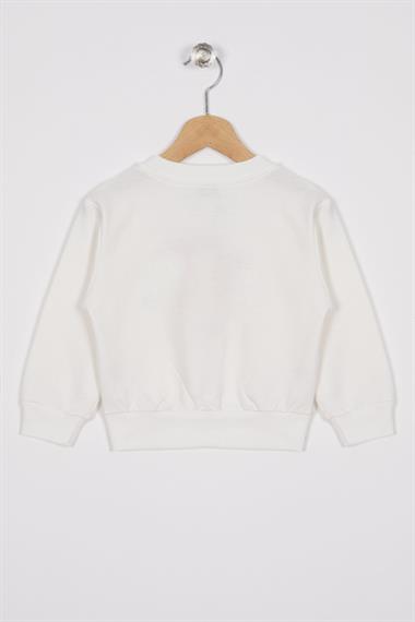 Basket Topu Nakışlı Ekru Renk Erkek Çocuk Sweatshirt