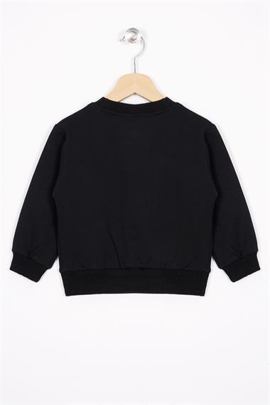 Basket Topu Nakışlı Siyah Renk Erkek Çocuk Sweatshirt
