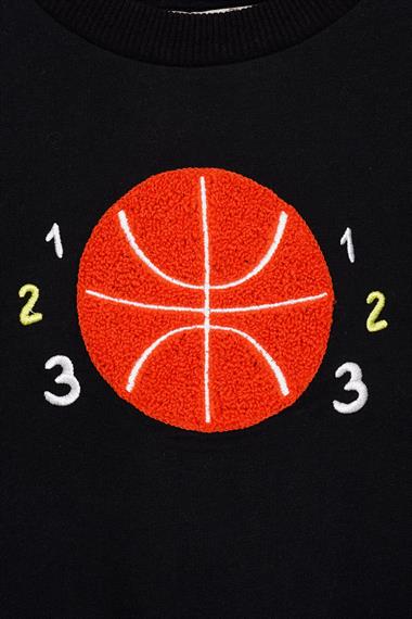 Basket Topu Nakışlı Siyah Renk Erkek Çocuk Sweatshirt