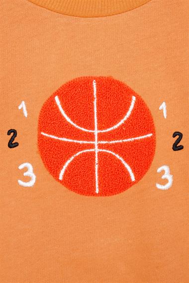 Basket Topu Nakışlı Kiremit Renk Erkek Çocuk Sweatshirt