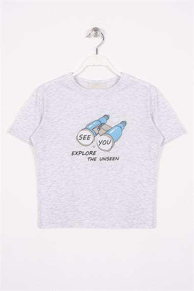 See You Baskılı Taş Renk Erkek Çocuk Tshirt