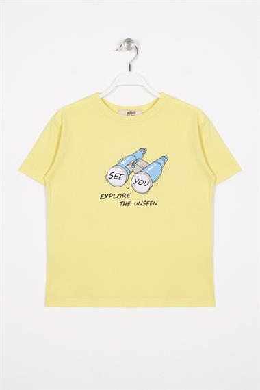 See You Baskılı Açık Sarı Renk Erkek Çocuk Tshirt