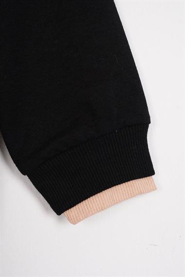 Yakası Kaşkorse Detaylı Siyah Renk Erkek Çocuk Sweatshirt
