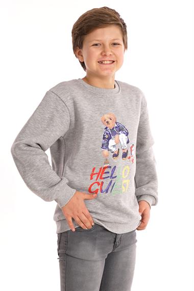 Hello Guest Baskılı Gri Renk Erkek Çocuk Sweat