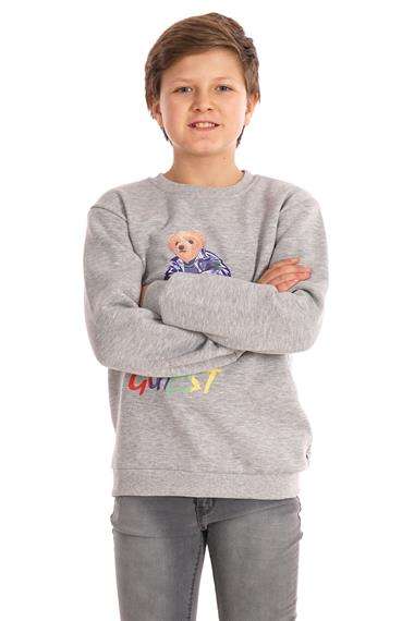 Hello Guest Baskılı Gri Renk Erkek Çocuk Sweat