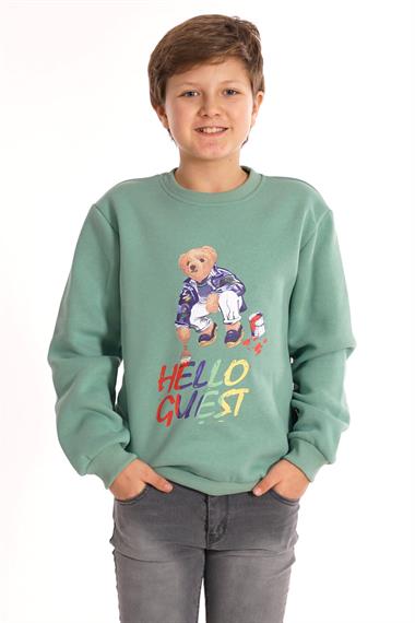 Hello Guest Baskılı Çağla Renk Erkek Çocuk Sweat