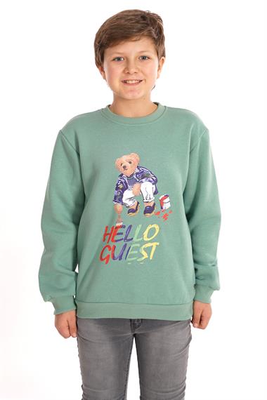 Hello Guest Baskılı Çağla Renk Erkek Çocuk Sweat