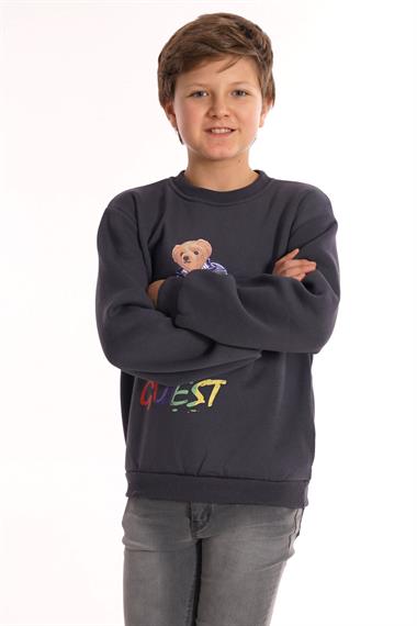 Hello Guest Baskılı Füme Renk Erkek Çocuk Sweat