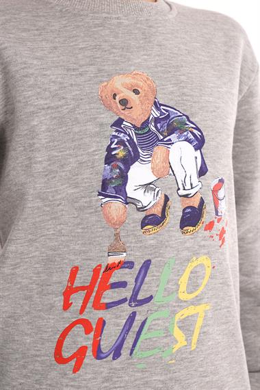 Hello Guest Baskılı Gri Renk Erkek Çocuk Sweat