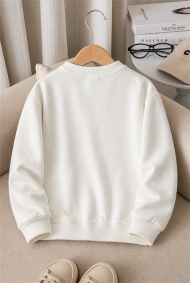 Çocuk Ekru California 98 Baskılı Bisiklet Yaka Uzun Kollu Sweatshirt