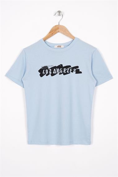 Los Angeles Baskılı Mavi Renk Erkek Çocuk Tshirt