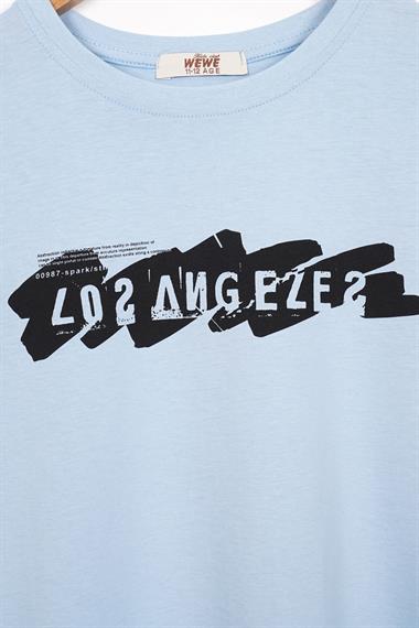 Los Angeles Baskılı Mavi Renk Erkek Çocuk Tshirt