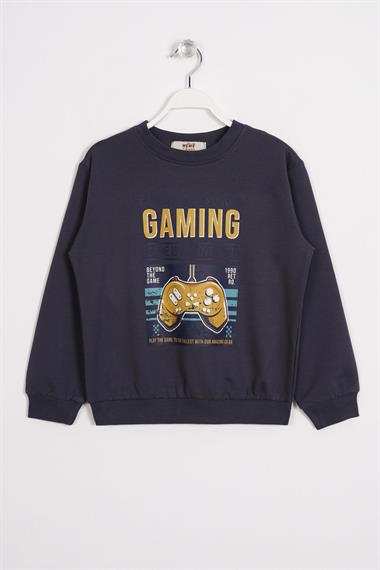 Gaming Baskılı Füme Renk Erkek Çocuk Sweatshirt