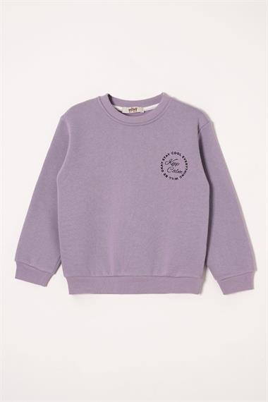 Yazı Baskılı Lila Renk Kız Çocuk  Sweat