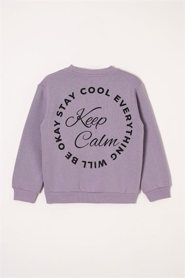 Yazı Baskılı Lila Renk Kız Çocuk  Sweat