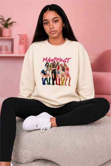 Kız Çocuk Manifest Baskılı Ekru Yumuşak Dokulu Sweetshirt